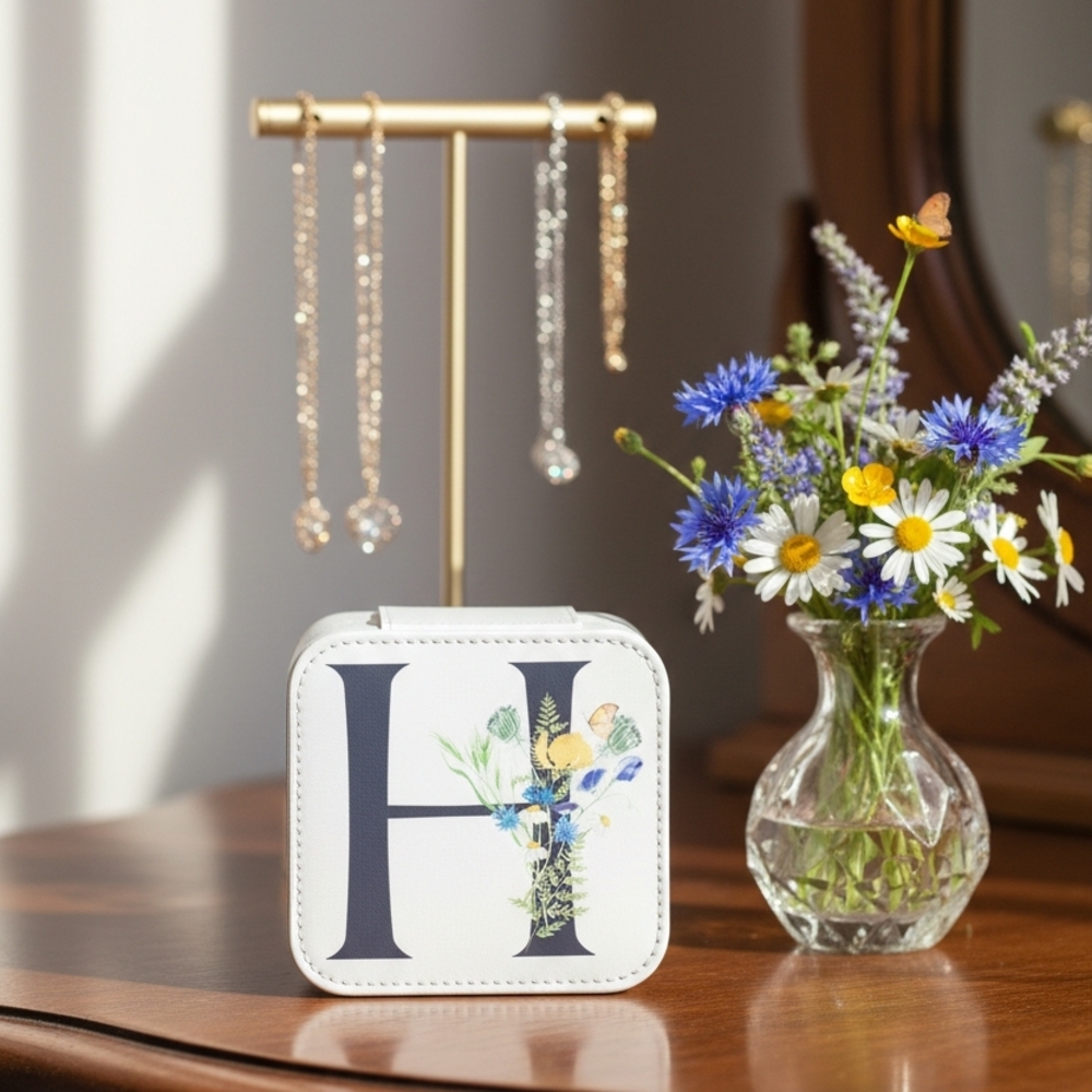 Floral White Jewelry Box